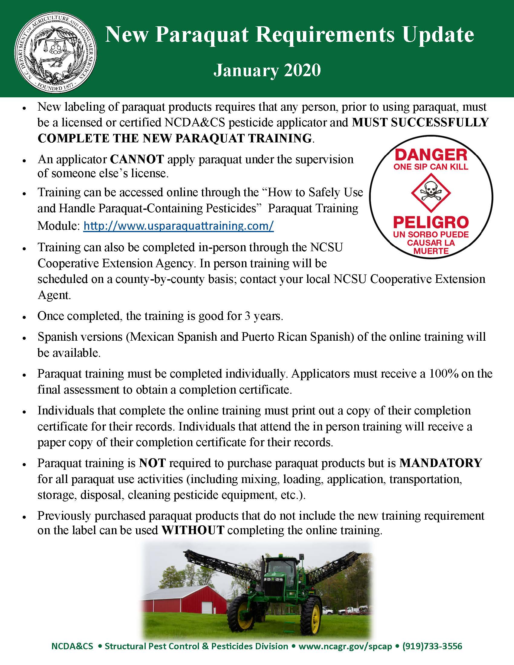 Paraquat Requirements Update flyer