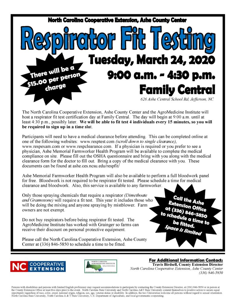 Respirator Fit Testing flyer