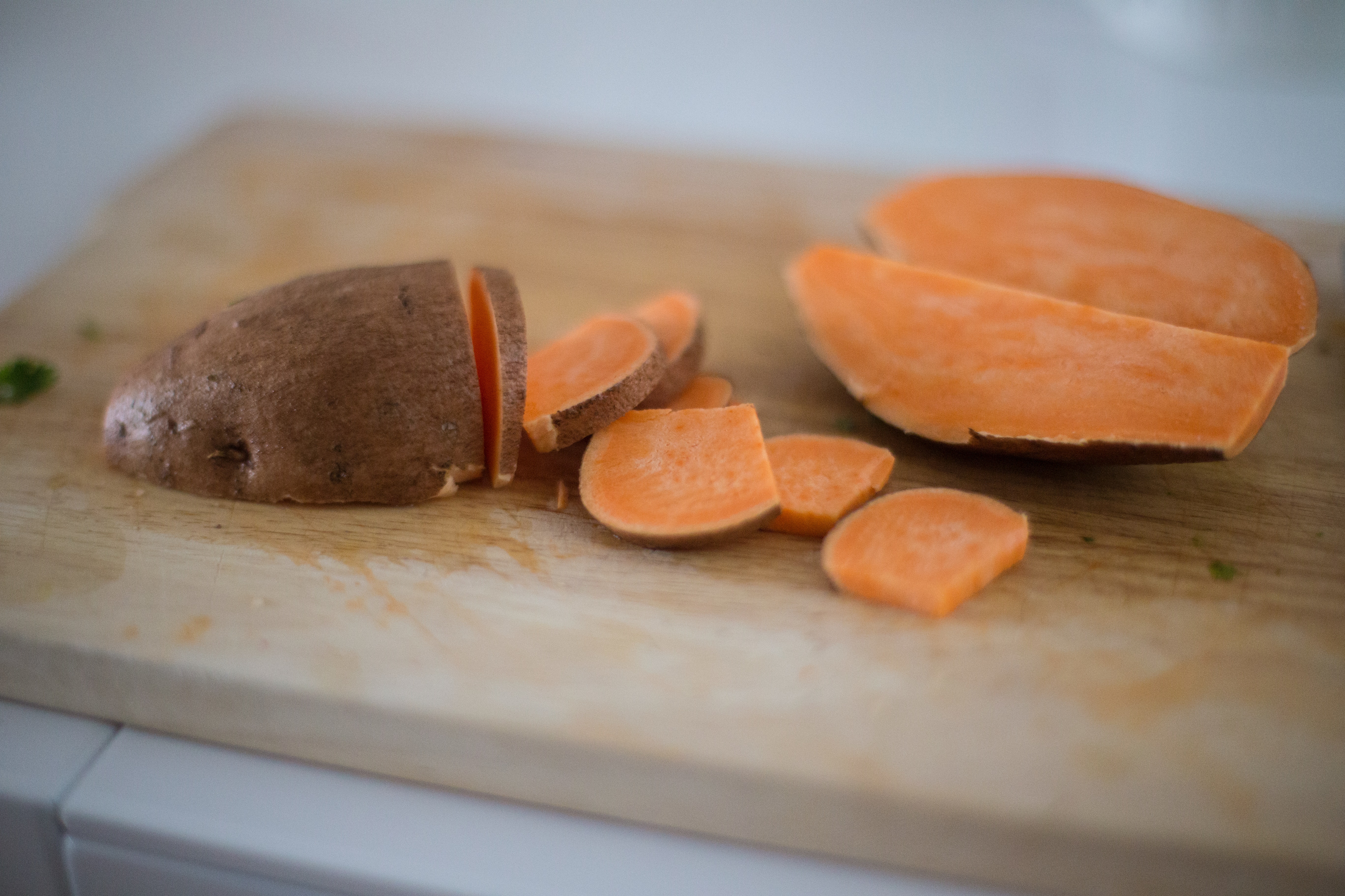 sliced sweet potato