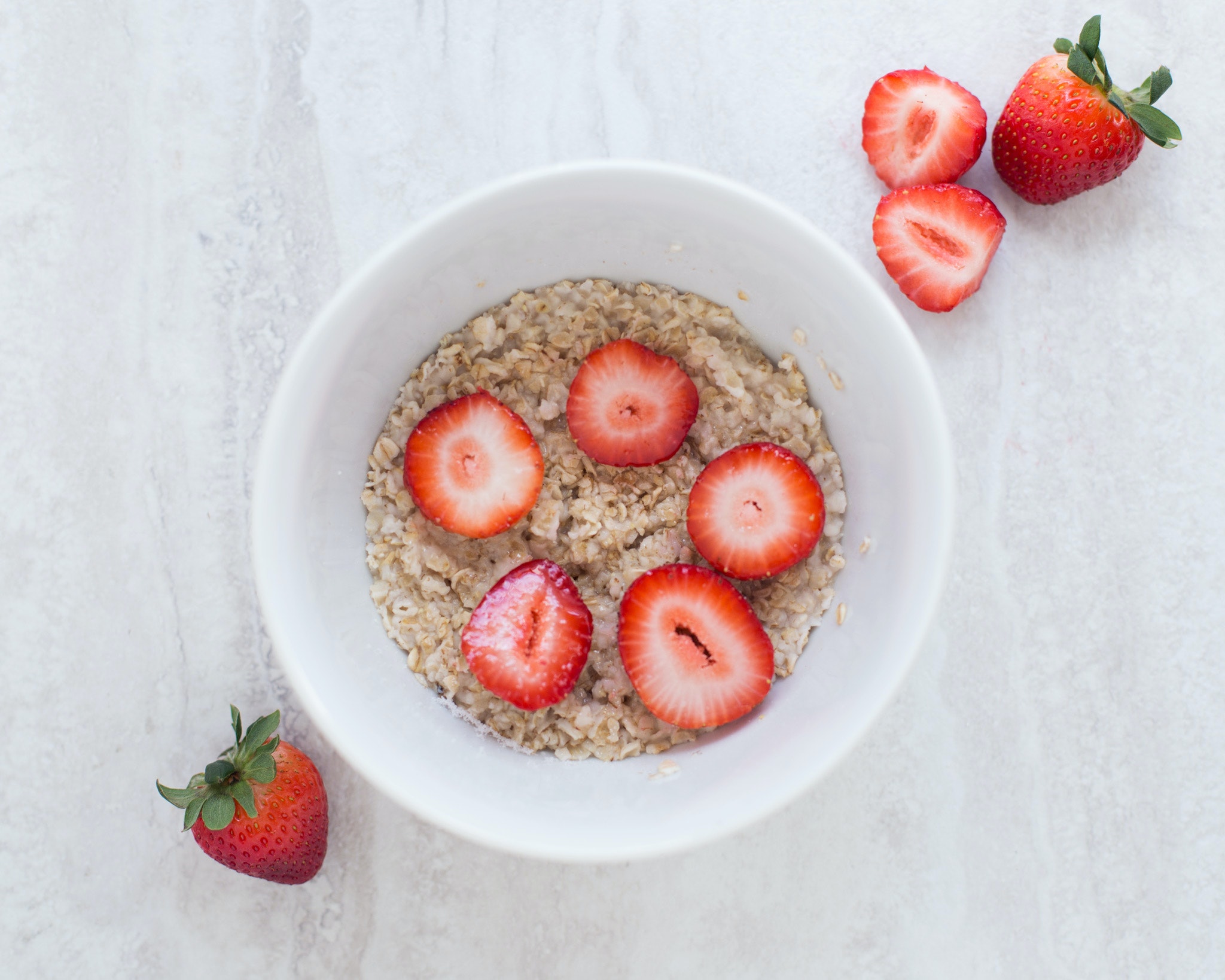 Sliced Strawberry Topped Oatmeal