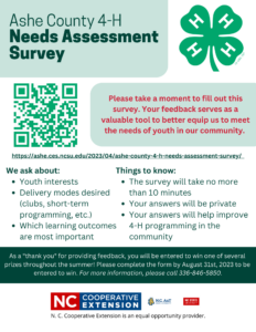 Cover photo for Ashe County 4-H Needs Assessment Survey
