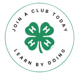 Image with 4-H Clover stating, " Join a Club Today - Learn by Doing"