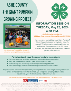 Flyer for Giant Pumpkin Information Meeting on May 28, 2024